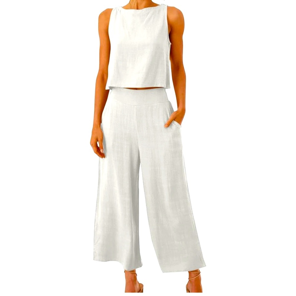 Women’s 2 Piece White Summer / Vacation Outfit .